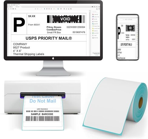 9527 Product 4" x 6" Direct Thermal Shipping Labels for Zebra 2844 ZP-450 ZP-500 ZP-505 Thermal Printers,Blank Direct Thermal Labels 6 Rolls 2700 Labels, 450 Labels/Roll 1" Core in Saudi Arabia