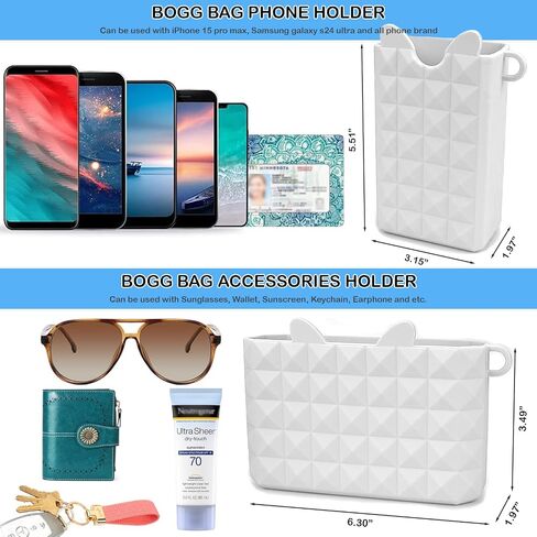 حامل هاتف DENZI Accessories لحقيبة Bogg، مجموعة إكسسوارات منظم من 2 حامل للهاتف وحامل نظارات شمسية مع خطافات متوافقة مع حقيبة Bogg، حقائب يد بسيطة وحديثة وببساطة جنوبية (أزرق) in Saudi Arabia