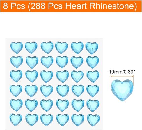 Meccanixity 288 PCS Heart Rhinestone 10mm ملصقات الأحجار الكريمة اللاصقة لملصقات المجوهرات لصنع المجوهرات ، وماكياج عيد الحب ، وحرف DIY ، والأحمر in Kuwait