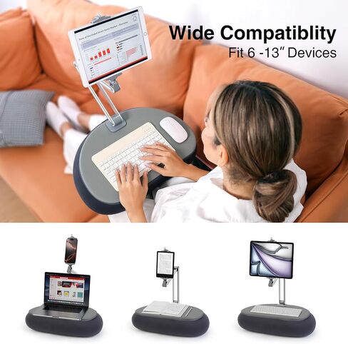 elitehood 18 inch Kindle Stand for Reading in Bed, Adjustable Tablet Pillow for Lap, Soft Kindle Pillow Stand for Bed Compatible with 6-13 inch Cell Phone, iPhone, iPad Pro Air Mini, Tablets in Saudi Arabia