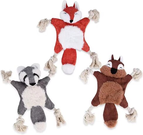 Playtime Palace Dog Playtime Multipack - No Stuffing Rope & Plush Chew Toys in Fun Animal Designs (Pack of 3) in Saudi Arabia