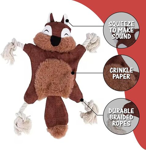 Playtime Palace Dog Playtime Multipack - No Stuffing Rope & Plush Chew Toys in Fun Animal Designs (Pack of 3) in Saudi Arabia