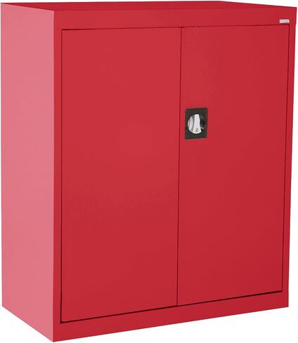 Sandusky EA2R361836-01 Elite Counter Height Metal Storage Cabinet with Adjustable Shelves, Locking Handle, 18" D x 36" W x 36" H, Red in Saudi Arabia