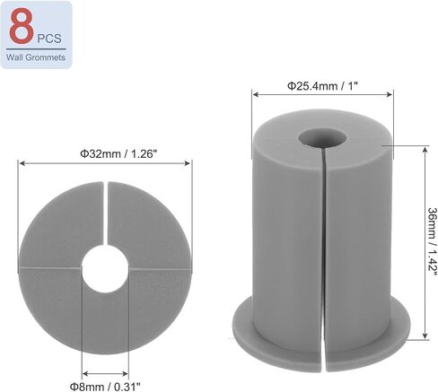 8Pcs Wall Grommets for Cables 1-Inch Silicone Cable Wall Bushing Feed Through Cable Routing Kit Accessories Wall Cable Pass Through for Ethernet with 8mm Hole, White in Kuwait