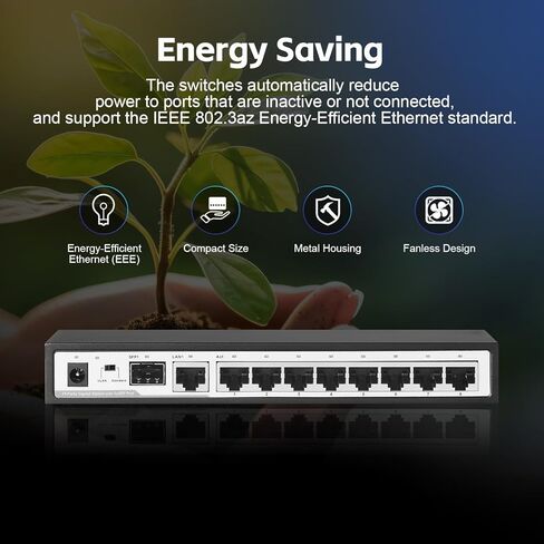 YuLinca 6 Port 10Gbps Managed Switch, 4 x 10G RJ-45 Ports with 2 x 10G SFP+ Slots, Support 10G/5G/2.5G/1000M Auto-Negotiation, Smart Web Managed Gaming Switch in Kuwait