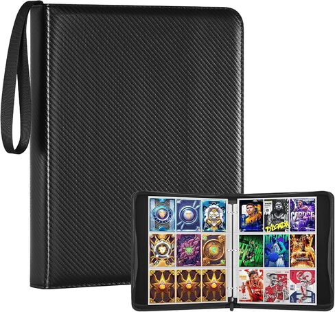 Card Binder 9 Pocket Premium Zip Trading Card Binder 900 Double Sided Pocket PU Collection Binder Collector Album Card Folder for MTG, TCG, Sports Cards (Comic, 4 Pocket) in Saudi Arabia