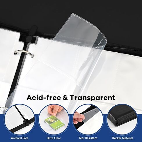 Card Binder 9 Pocket Premium Zip Trading Card Binder 900 Double Sided Pocket PU Collection Binder Collector Album Card Folder for MTG, TCG, Sports Cards (Comic, 4 Pocket) in Saudi Arabia