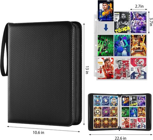 Card Binder 9 Pocket Premium Zip Trading Card Binder 900 Double Sided Pocket PU Collection Binder Collector Album Card Folder for MTG, TCG, Sports Cards (Comic, 4 Pocket) in Saudi Arabia