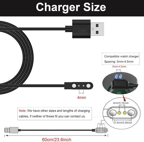 2 Pin Chargers for GloryFit Smart Watch Charger, 2-Pack [Opposite Electrode Polarity] Magnetic USB Charging Cable for Smart Watches with The Gloryfit app (One Fit) in Kuwait