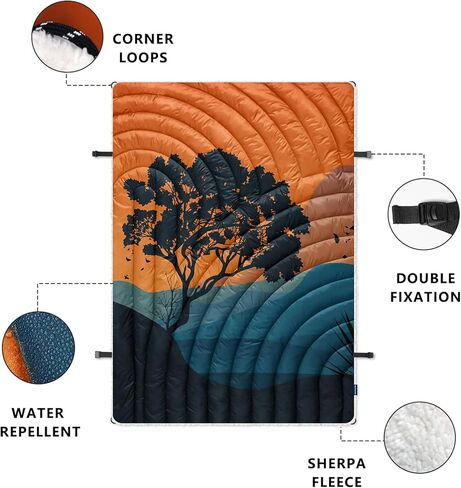 بطانية التخييم ، بطانية تخييم دافئة ناعمة ، بطانية معسكر سميكة ، لحاف التخييم منتفخ لبطانية في الهواء الطلق بالطقس البارد للسفر ، الملعب ، المشي لمسافات طويلة ، نزهات in Kuwait
