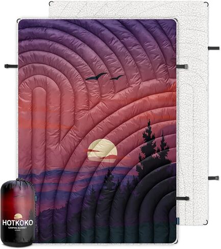 Camping Blanket,Soft Warm Fleece Camping Blanket Thick Camp Blankets Puffy Camping Quilt for Cold Weather Packable Outdoor Blanket for Traveling, Stadium, Hiking, Picnics in Kuwait