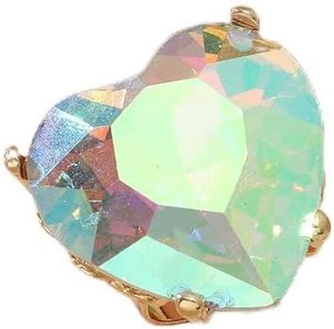 Mnyixsi Fashion Multi Color Big Crystal Heart Ring for Women, Open Adjustable Design Colorful Thick Heart Wedding Statement Ring, Shiny CZ Crystal Love Romantic Engagement Promise Ring Style 2 in Kuwait