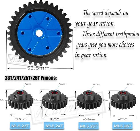 Upgrades Part for 1/5 X-Maxx 6S,8S Monster Truck,Aluminum Cush Drive Housing,35T Spur Gear Cush Drive,Medium Carbon Steel 35T 1.5 Spur Gear with Pinion Gear(23T/24T/25T/26T),Green in Saudi Arabia