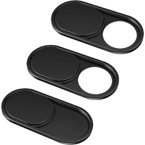 Webcam Cover 3 Pack, 0.6mm Ultra-Thin Mini Web Camera Cover silde for Laptops, MacBook Pro, MacBook Air, iMac, iPad Pro, PC, Computer, Camera Privacy Cover [Black]