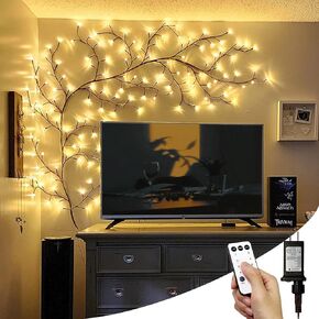 Enchanted Willow Vine Lights with Remote, Christmas Swags Decorations Indoor Room Decor, 18 Branches 144 LEDs Lighted Willow Vine Lights for Walls Bedroom Home Decor