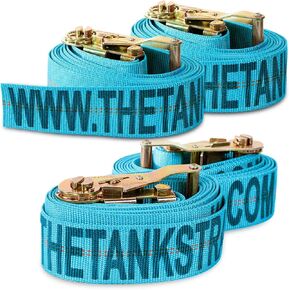 Motorcycle Tie Down Straps (4pk Blue) - 10.000 lb Webbing Break Strength 2'' x 10' Super Heavy Duty Endless Tie Downs with Ratchet Strap