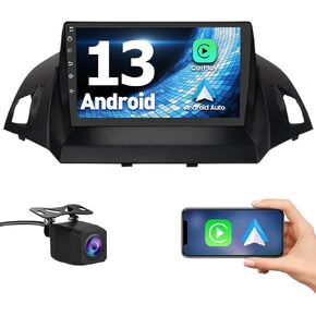راديو سيارة Android 13 [2GB+64GB] متوافق مع Ford Escape 2013-2016 مع كاميرا عكسية، شاشة لمس 9 بوصة مع GPS/FM/WiFi/كاميرا عكسية، يدعم SWC Wireless CarPlay Android Auto