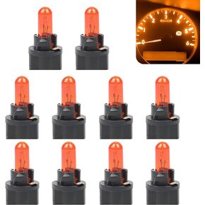 10 PCS Car T5 Halogen Instrument Light, 12V 1.2W Single-filament Air Conditioning Indicator Light Brake Light, Plug and Play Non-destructive Installation, Universal Car Lighting Bulb (Red)