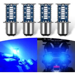 UGSHY 4 PCS Car 1157 LED Brake Light Bulb, Double Contact BAY15D Running Water + Flashing Two Lighting Modes Bulb, 4014-30SMD Plug and Play Light Bulb Replacement, Universal for Cars Trucks (Blue)