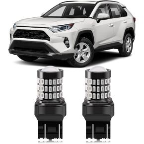 Brilliant Red T20 7443 7444 7440 LED Bulbs with Projector Brake Lights Compatible with 2016 2017 2018 Toyota RAV4, Pack of 2
