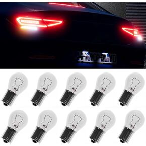 10PCS 1157 Brake Marker Bulb Replacement, 1016 12V 21/5W BAY15D White Rear Brake Light Bulb, 12524 ECE High Low Foot Dual Beam Turning Light Motorcycle Tail Light (Transparent)