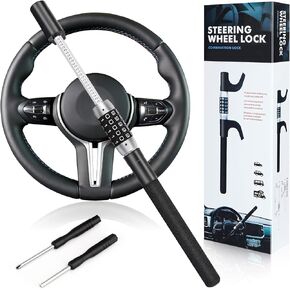5 Digit Combination Car Steering Wheel Lock, LAMA Password Code Steering Lock, Retractable Keyless Heavy Duty Steering Wheel Lock, Universal Anti-Theft Car Steering Fit for Cars, Trucks, Vans, SUVs