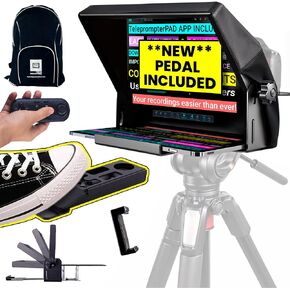 iLight PRO 12" iPad Tablet iPhone Smartphone - Kit with Pedal, Remote Control, Bag & Teleprompter APP for Apple Android Windows Mac, Beam Splitter Prompter DSLR Camera - Made in EU in Kuwait