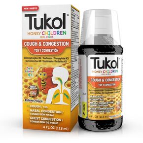 TUKOL Honey Day & Night Cold/Flu Relief Syrup Combo Pack - Natural Honey Flavor, 4 Oz Each, Multi-Symptom Relief for Headache, Sore Throat, Fever, Aches, Congestion, Cough