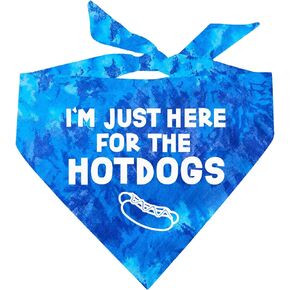 I'm Just Here for The Hot Dogs Fouth of July Dog Bandana (Red Scrunch, OS 750)