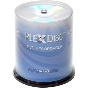 PlexDisc DVD-R 4.7GB 16x قرص علوي فضي للوسائط القابلة للتسجيل - 100pk Cake Box (FFP) 632-115-BX، 100 قرص
