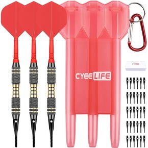 CyeeLife Darts Plastic Tip - Professional Soft Tip Darts Set 18 Grams with Carry case and 30 Extra Dart Tips for Electronic Dart Board