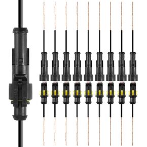 RDBS 10 Kit 1 Pin Electrical Wire Connectors 1 Way Waterproof Male and Female Plug for Car Truck, Motorcycles Marine Boat and Other Wire Connection