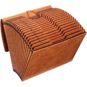 1InTheOffice Expanding File Folder Organizer, Accordion Folder with Flap, A-Z File Organizer Letter Size, Brown