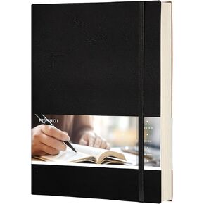 EMSHOI Notebook College Ruled - B5 Large Thick Notebook Leather Journal with Free Sticky Notes, 204 Numbered Pages,100gsm Thick Lined Paper, Softcover, 7.5"x10"-GrayBlue