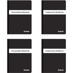 Oxford Poly Composition Notebook 4 Pack, Compact Size, 5 x 7 Inches, College Ruled Paper, 80 Sheets, Black Covers (64934)