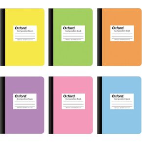 Oxford Composition Notebooks, 6 Pack, Wide Ruled Paper, 9-3/4 x 7-1/2 Inches, 100 Sheets, Assorted Pastel Covers (63759)