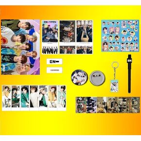Kpop EN-HYPEN Gifts Set,EN-HYPEN Photocards,Poster,Pen,Stickers,Book Marks,Badge,Button Pin,Keychain for Collection