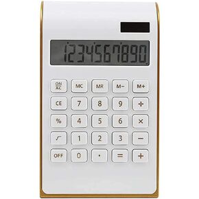 Calculator, Slim Elegant Design, Office/Home Electronics, Dual Powered Desktop Calculator, Solar Power, 10 Digits, Tilted LCD Display, Inclined Design, White,1- Pack in Kuwait