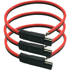 SAE Connector Cable SAE Connector Plug 2 Pin SAE Single Plug Quick Connector Disconnect Plug SAE Automotive Extension Cable for for Motorcycle, Car, Tractor - 1ft/30cm (10 AWG-2 Pack)