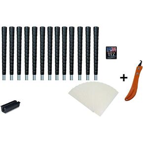 Tacki-Mac Jumbo Size Pro Wrap Golf Grip Kit + Utility Hook Blade (13 Grips, Grip Tape, clamp, Grip Removal Hook Blade, Instructions)