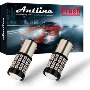 1157 LED Bulb Flash Strobe Red (2 Pack), 9-30V Super Bright 1600 Lumens 2057 2357 7528 52-SMD LED with Projector for Replacement, Flashing Strobe Brake Tail Stop Light Bulbs