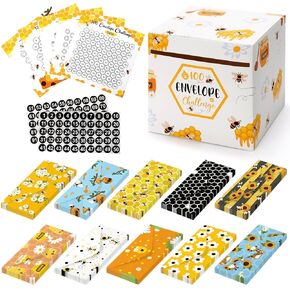 100 مغلف تحدي توفير المال - مغلفات توفير المال لنحل العسل - صندوق هدايا المال للتحدي النقدي - تحدي توفير المال لمدة 52 أسبوعًا - أجهزة تتبع الأموال المخصصة - أفكار هدايا ممتعة in Kuwait