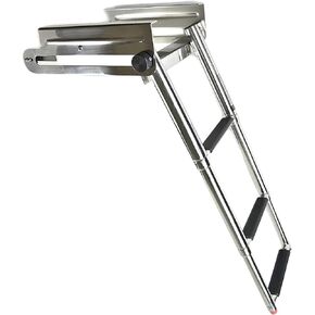 MARINE CITY 304 Grade Stainless Steel Telescoping Boarding Boat 3-Step Under Slide with Swim Platform Mount Swiveling Ladder Flips up for Marines – Boats – Yachts – Pontoons (Pack of 1)