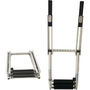 MARINE CITY 304 Grade Stainless Steel 3 Step Over Platform Slide Telescoping Boarding Ladder for Boats – Ships – Marines – Yachts (Pack of 1)