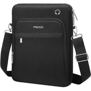 MOSISO 12.9 inch 360 Protective Tablet Sleeve Compatible with iPad Pro 12.9 inch M2 M1 2022-2018, Surface Pro 9/8/7/6/X, Carrying Case with Front 2 Pockets & Earphone Hole, Black