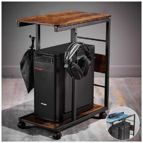 Computer Tower Stand,PC Tower Stand,Computer Tower Stand with Sliding Wooden Platform,Retro Style CPU Tower Stand,PC Stand can Hold up to 26 * 21 * 12 inches Computer. (with Mouse pad) in Kuwait