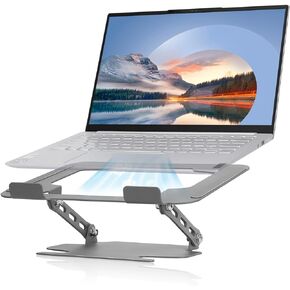 حامل كمبيوتر محمول، حامل كمبيوتر محمول مريح للمكتب، حامل كمبيوتر محمول من الفولاذ الكربوني قابل للتعديل وقابل للطي للكمبيوتر المحمول مقاس 10 إلى 16 بوصة. in Kuwait