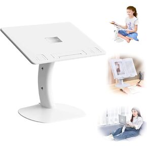 Portable Lap Desk Kids,Adjustable 2-in-1 Book Stand for Reading,Car Desk,Laptop Stand for Bed Sofa Floor Car Seat,Applicable to Child Textbook/Laptop/Magazine/Ipad-White in Kuwait
