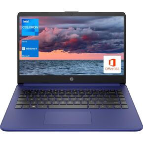 كمبيوتر محمول HP محمول، للطلاب والأعمال، شاشة 14 بوصة عالية الدقة، Intel Quad-Core N4120، ذاكرة وصول عشوائي DDR4 سعة 16 جيجابايت، eMMC سعة 64 جيجابايت، مكتب 365 لمدة عام، كاميرا ويب، RJ-45، HDMI، Wi-Fi، Windows 11 Home، فضي
