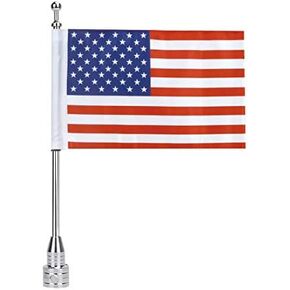 Motorcycle Flagpole Mount with Country Flags 6x9 for Harley Davidson Honda Goldwing CB VTX CBR Yamaha - Fits 1/2" Round Luggage Rack (American Flag)